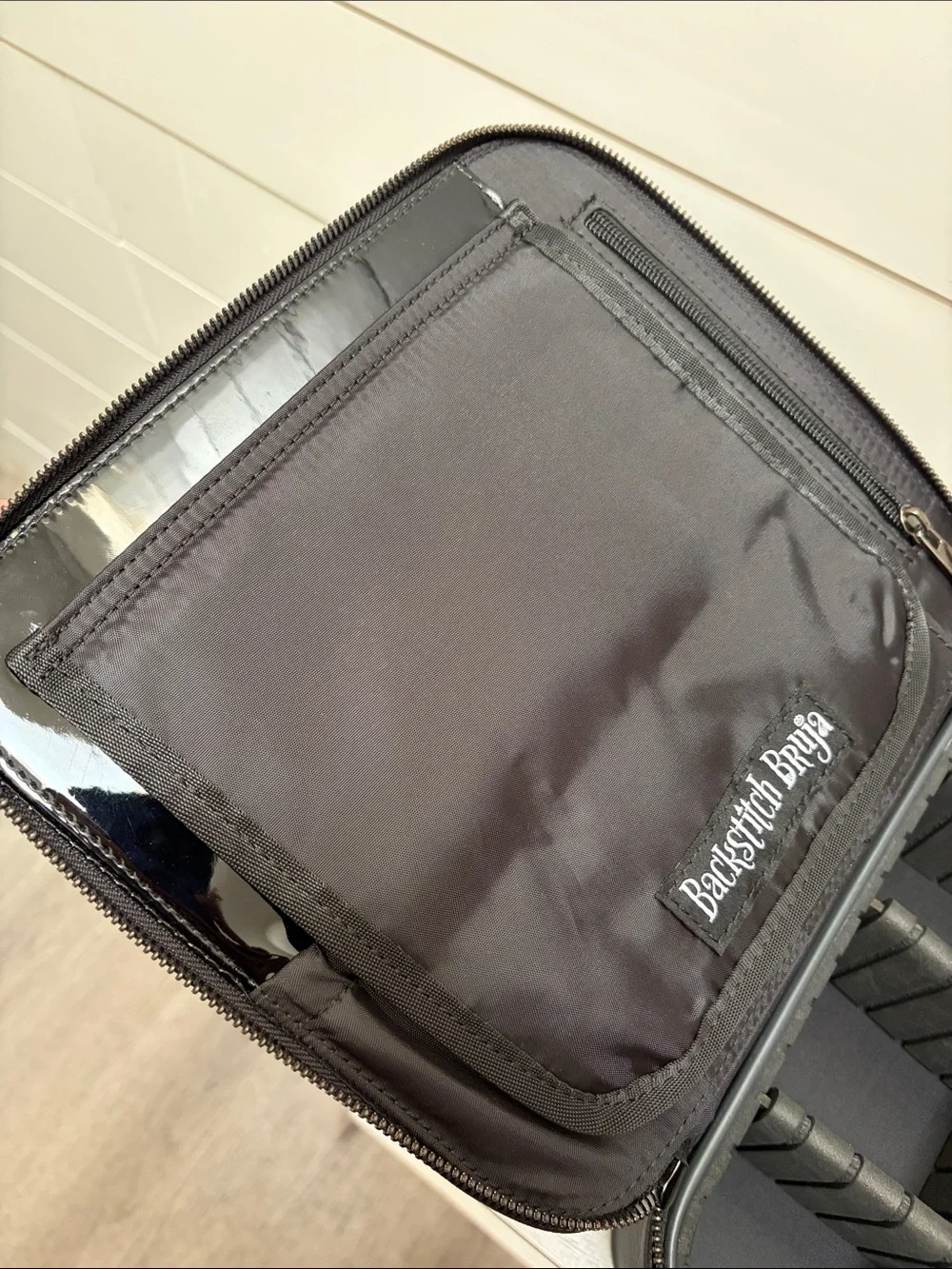 Backstitch Bruja Embossed Black Cosmetic Case with Top Handle